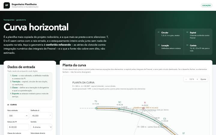 Curva horizontal — locação e transição